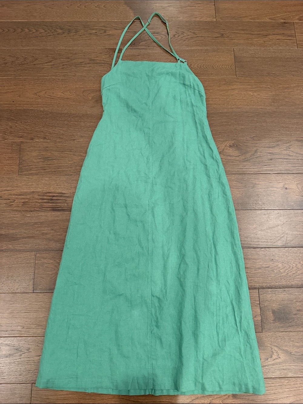 Zara Women's Green Linen Halter Dress NWT Large - C11-736